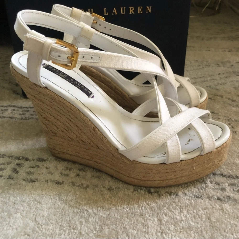 Ralph Lauren White Wedges